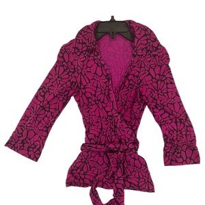 Diane van Furstenburg Magenta Abstract Print Wrap Blouse size 2